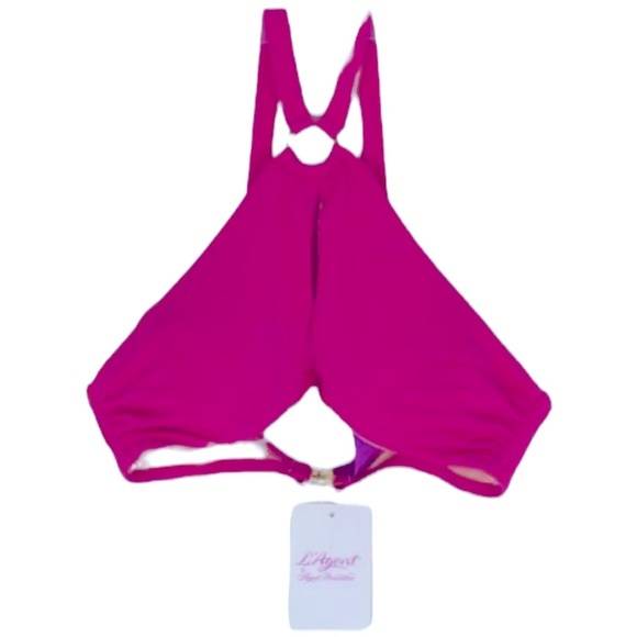 AGENT PROVOCATEUR ADRINA Cutout Halterneck Swim Top Pink Small NWT - Picture 2 of 4